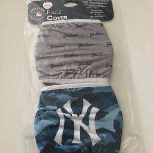 NEW YORK YANKEES 2 PACK FACE MASKS ADULT MLB BY FOCO NWT.